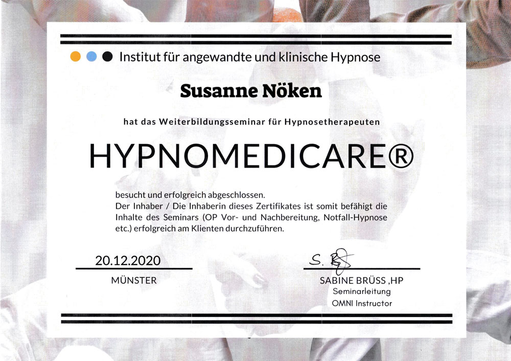 HypnoMedicare Zertifikat - Susanne Noeken